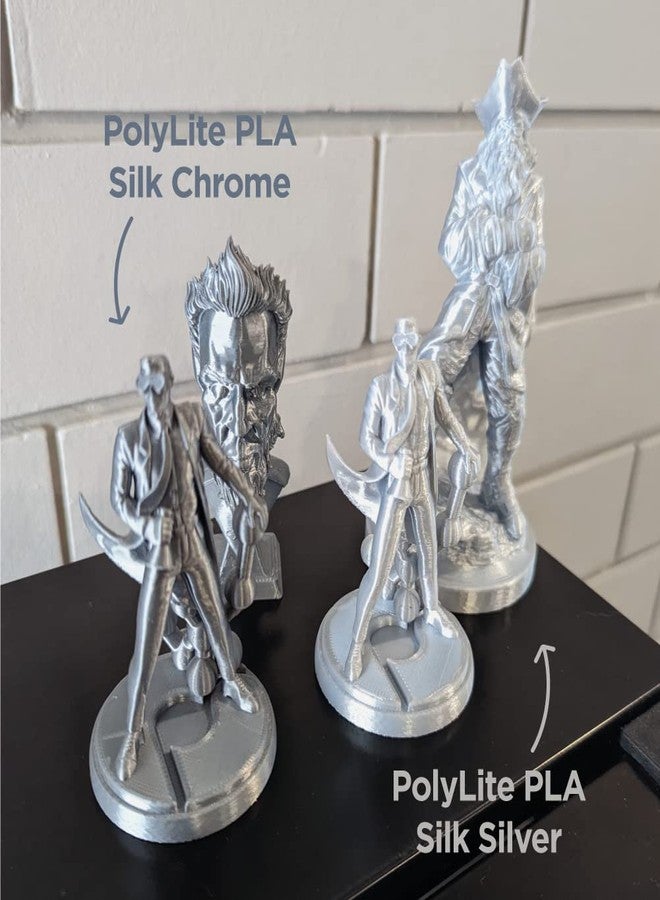 Polymaker Silk PLA Filament 1.75mm, Shiny Chrome Silver, 1kg - PolyLite 1.75mm PLA Filament Silk Chrome - Image 2