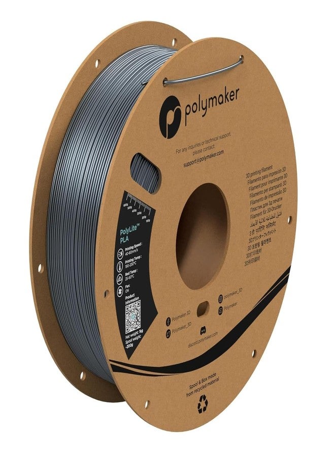 Polymaker Silk PLA Filament 1.75mm, Shiny Chrome Silver, 1kg - PolyLite 1.75mm PLA Filament Silk Chrome - Image 1