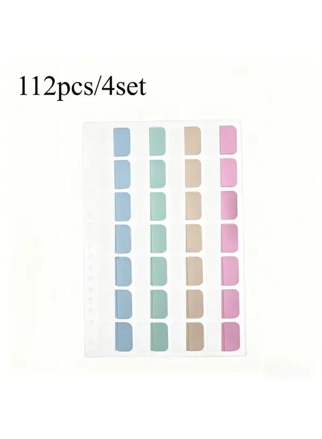 Minimalist Pastel Index Tabs 112pcs 4 Sheets Durable PVC For Notes Organization - Image 1