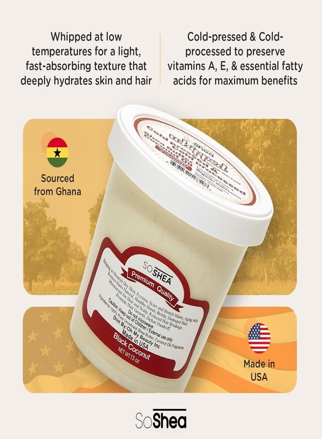 SoShea Whipped Shea Butter Black Coconut 12.75oz / 361g - Nourishes, Moisturizes & Renews | 100% African Pure Shea Butter | No Dyes & Parabens | Vegan - Image 2