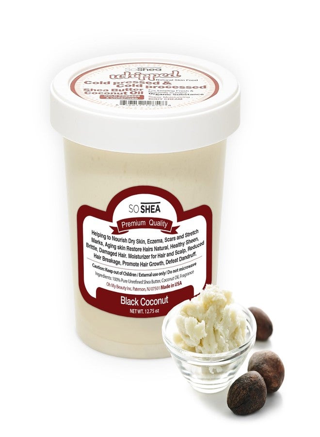 SoShea Whipped Shea Butter Black Coconut 12.75oz / 361g - Nourishes, Moisturizes & Renews | 100% African Pure Shea Butter | No Dyes & Parabens | Vegan - Image 1