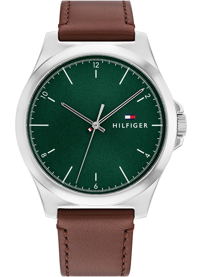 TOMMY HILFIGER Men's Analog Round Shape Leather Wrist Watch 1710602 - 43 Mm  - Image 1