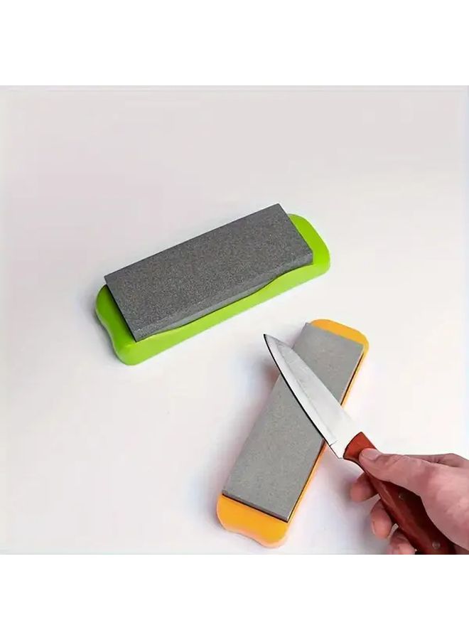 Green Dual Sided Sharpening Stone with Anti Slip Base for Kitchen Knives - Image 5