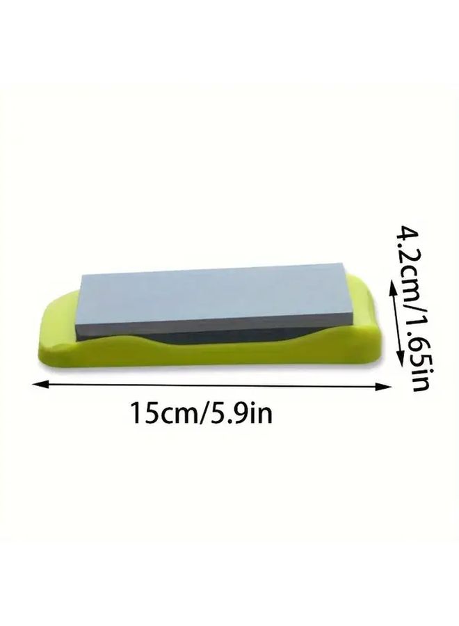 Green Dual Sided Sharpening Stone with Anti Slip Base for Kitchen Knives - Image 4