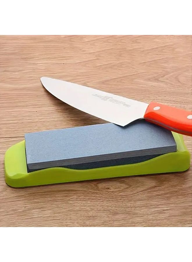 Green Dual Sided Sharpening Stone with Anti Slip Base for Kitchen Knives - Image 2