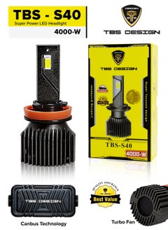 TBS DESIGN TBS DESIGN S40 9005 LED Headlight Bulbs 6500K Super Bright HB3 LED Bulb High Low Beam Halogen Replacement LED Headlights Conversion Kit, 2 Pack 
