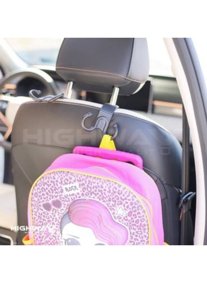 HIGHWAY Car Seat Headrest Hanger Hooks - Dual Storage Hooks for Bags, Purses & Groceries - Black (2 pices) - Image 2