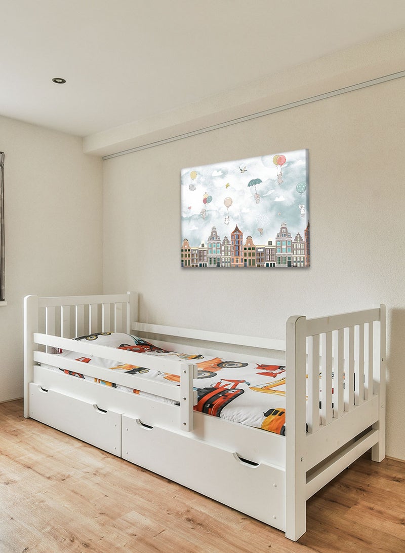 لوحة كانفاس على إطار خشبي بتصميم أرانب مع بالونات، للمنزل، غرفة المعيشة، المكتب، الديكور - Image 3