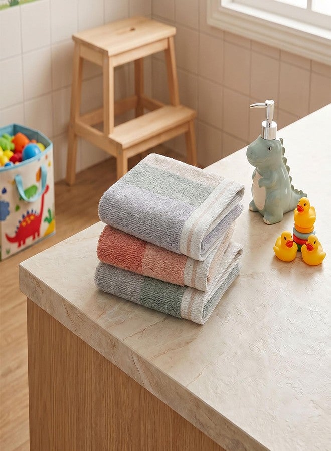 MYTRIDENT Kids Face Towel for Boys & Girls, Juniors Collection, 100% Cotton 3 Pc Face Towels (30 cm x 30 cm), 550 GSM, Bandz/Stripe - Image 1