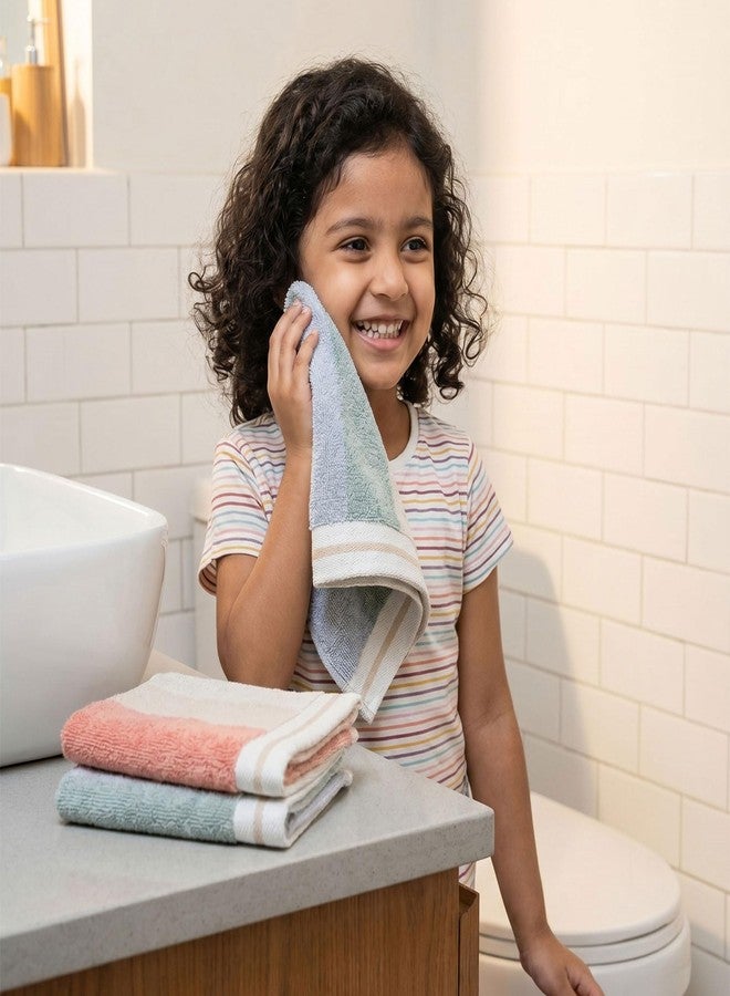 MYTRIDENT Kids Face Towel for Boys & Girls, Juniors Collection, 100% Cotton 3 Pc Face Towels (30 cm x 30 cm), 550 GSM, Bandz/Stripe - Image 2