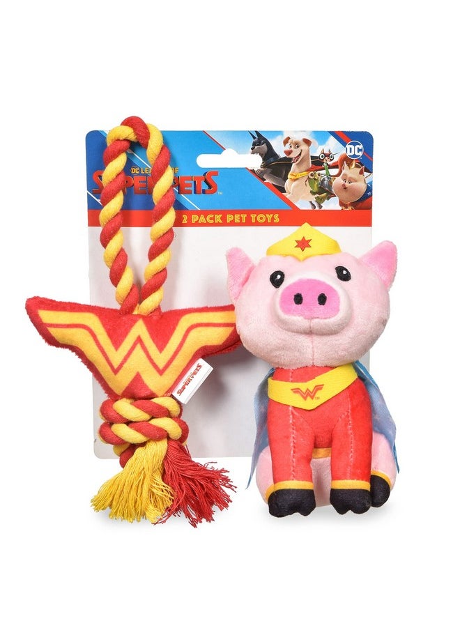 DC Comics DC Comics Super-Pets 6' Plush Figure Toy & Wonder Woman Logo Rope Pet Toys - 2 Piece Collection PB & Dog Toy Rope Tug Plus Plush  - Image 1