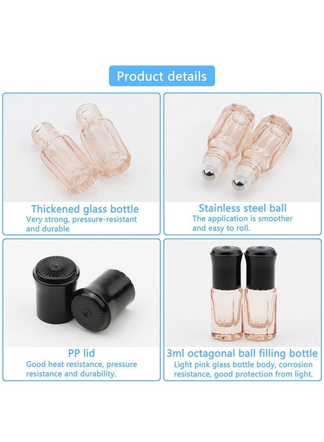 NewZoll Essential Oil Roller Bottles8Pcs 3Ml Rollon Bottles With Opener Funnelmini Glass Massage Roller Bottles Roll On Vials For Perfume Lip Balms Aromatherapylight Pink  - Image 2