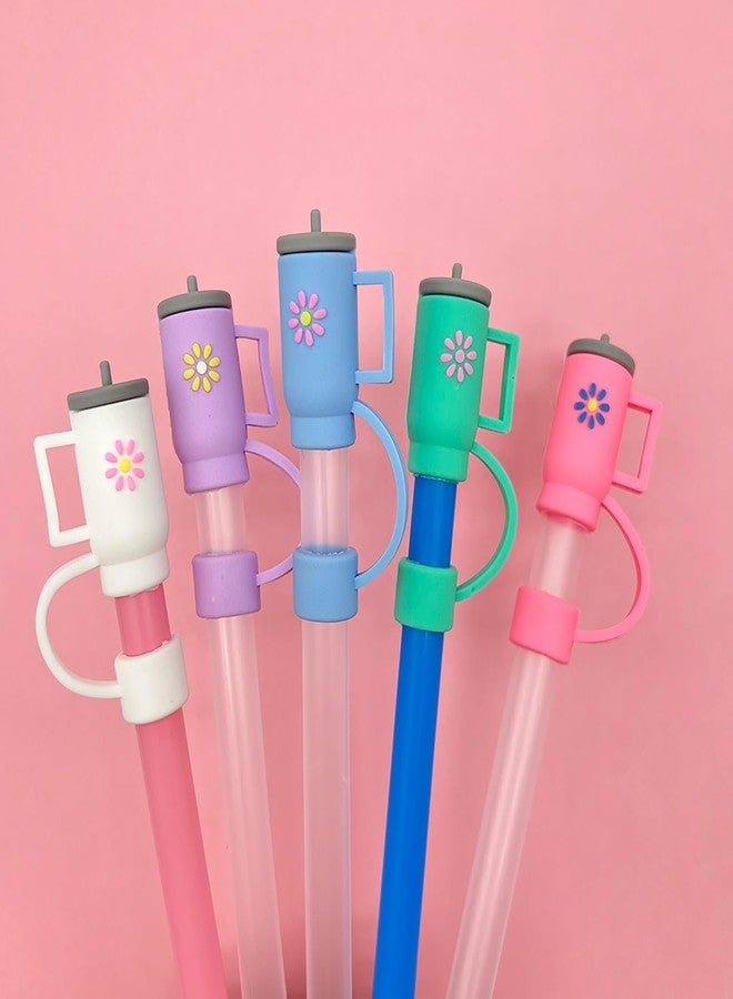 TREXEE 3PCS Silicone Straw Covers Cap with Tumbler 10mm Cute Tumbler Straw Toppers for Tumblers, Dust-Proof Drinking Straw Caps for Reusable Straws Tips Lids (Black/Grey/Blue) - Image 5