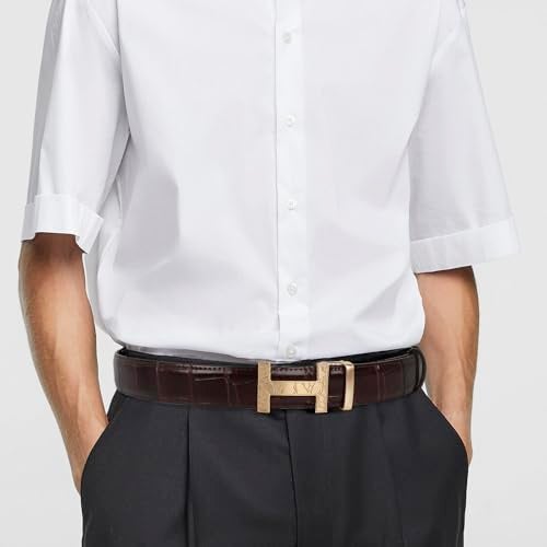 Aurolran Men&Womens Leather Dress Belt Business Automatic Buckle Belt Color-Black Silver Gold - Image 5