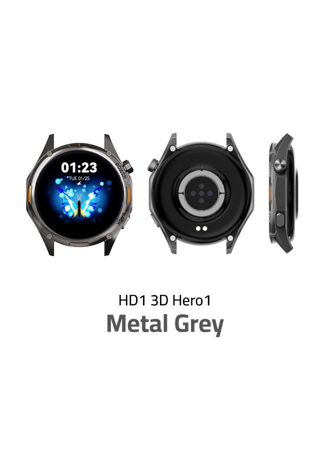 TCH Calling Smart Watch HD1 3D Hero 1 GREY for Men-Women 1.43"3D AMOLED Display, Bluetooth Call/Message, 150+ Sports Modes, Heart Rate, Sleep Monitor, IP68 Waterproof, 7-Day Battery, Fitness Watches for Android/iOS - Image 3