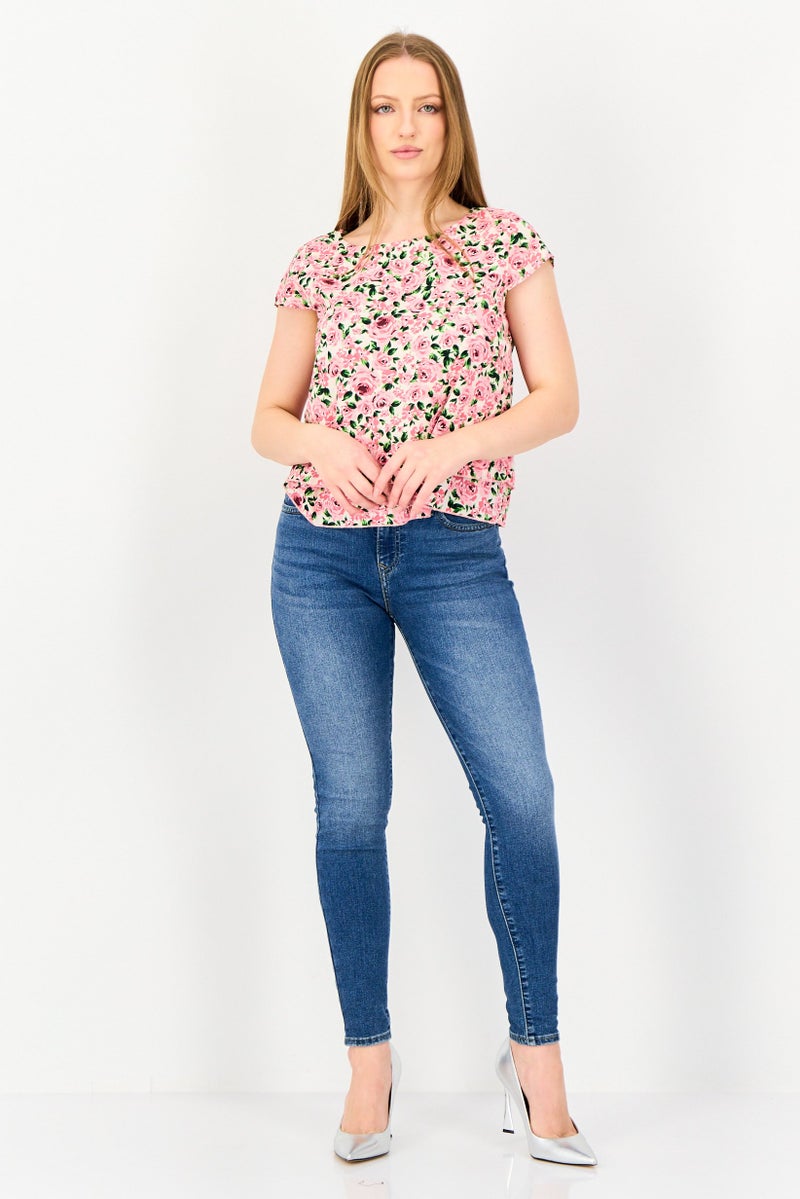 VERO MODA I scenery By Vero Moda Women Round Neck Short Sleeve Floral Print Top, Multicolor - Image 4