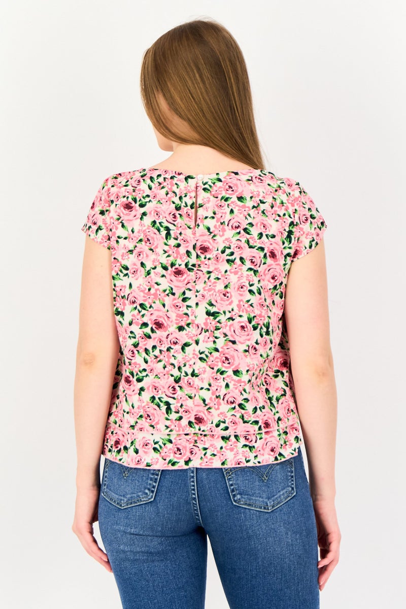 VERO MODA I scenery By Vero Moda Women Round Neck Short Sleeve Floral Print Top, Multicolor - Image 2