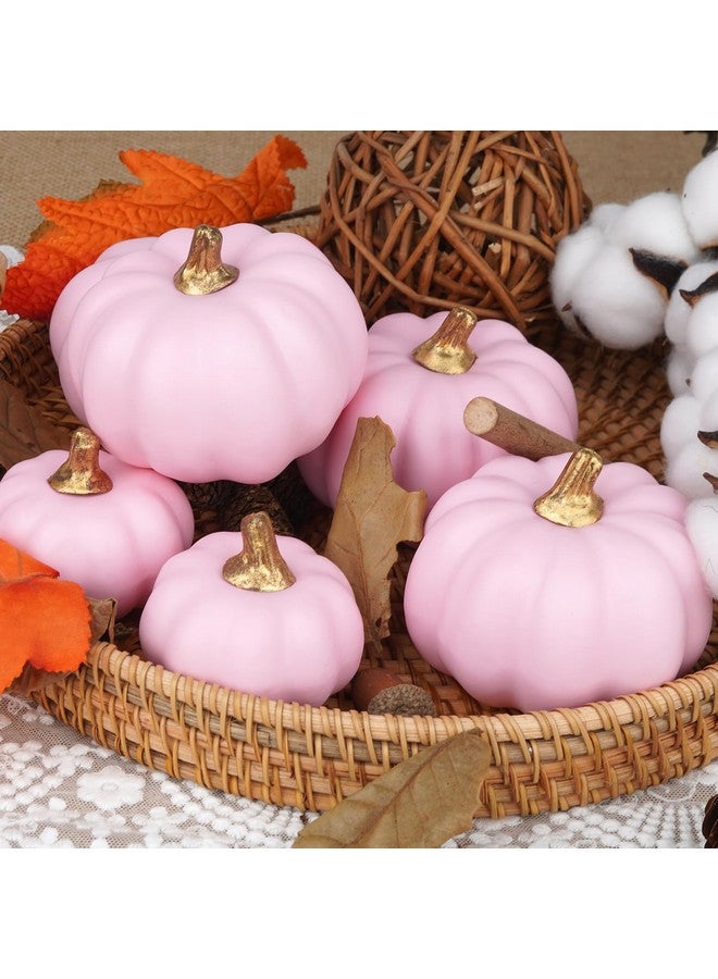 Artmag Artificial Pumpkins Bulk 12Pcs Assorted Sizes Harvest Lifelike Pumpkin Fake Foam Pumpkin for Fall Autumn Halloween Home Party Thanksgiving Party Holiday Decor Pink - Image 2