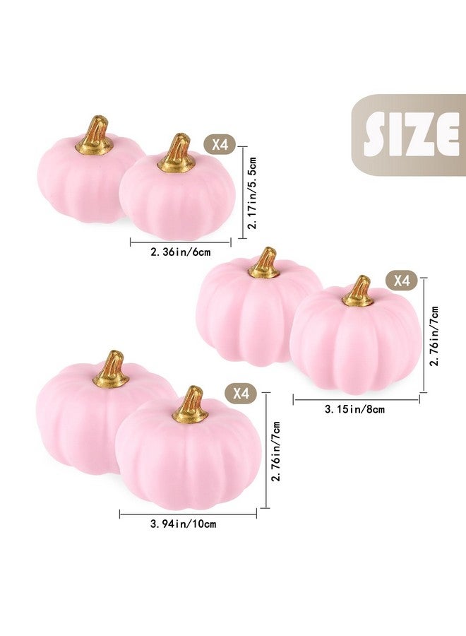 Artmag Artificial Pumpkins Bulk 12Pcs Assorted Sizes Harvest Lifelike Pumpkin Fake Foam Pumpkin for Fall Autumn Halloween Home Party Thanksgiving Party Holiday Decor Pink - Image 3
