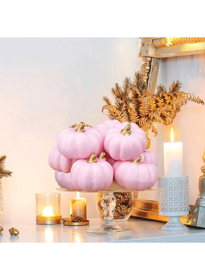 Artmag Artificial Pumpkins Bulk 12Pcs Assorted Sizes Harvest Lifelike Pumpkin Fake Foam Pumpkin for Fall Autumn Halloween Home Party Thanksgiving Party Holiday Decor Pink - Image 4