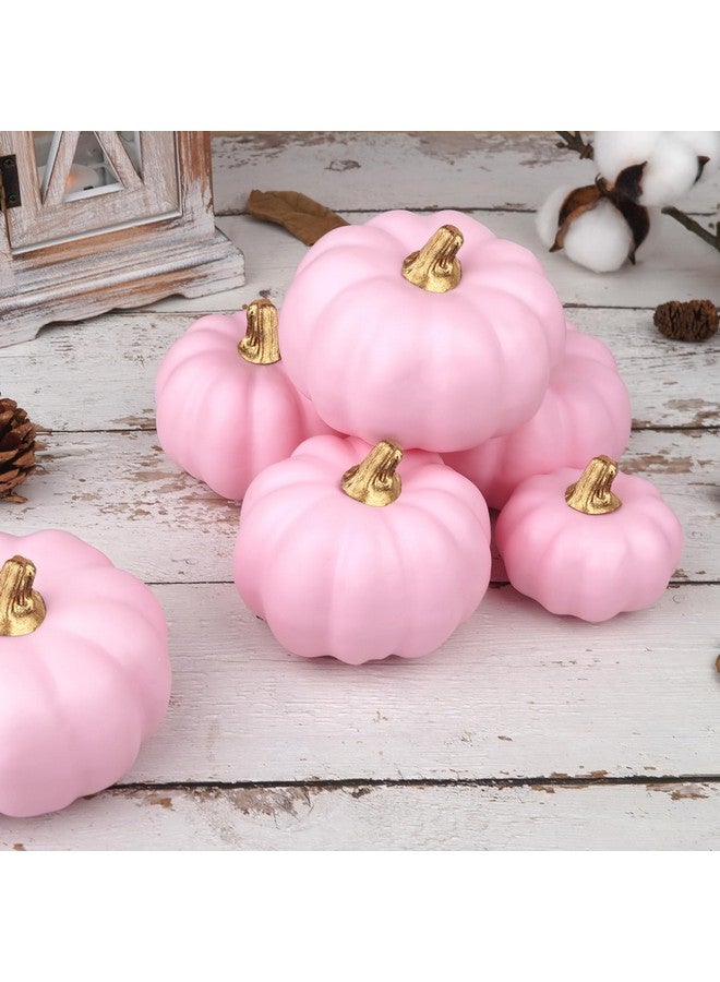 Artmag Artificial Pumpkins Bulk 12Pcs Assorted Sizes Harvest Lifelike Pumpkin Fake Foam Pumpkin for Fall Autumn Halloween Home Party Thanksgiving Party Holiday Decor Pink - Image 5