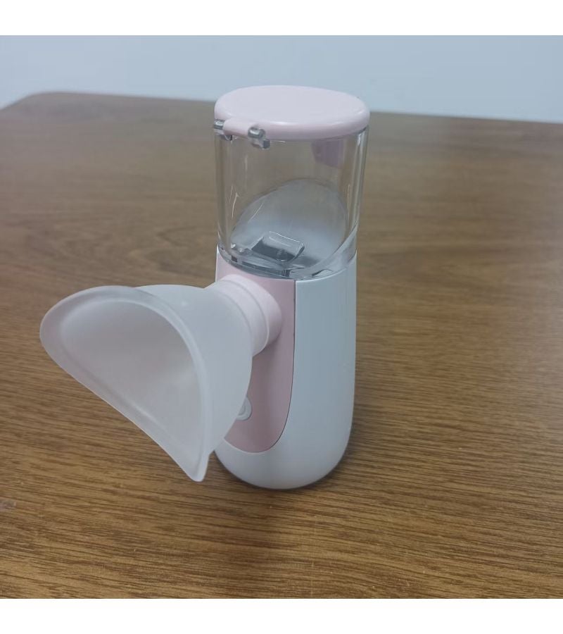 White-Pink Rechargeable 2-In-1 Eye Moisturizer Handheld Facial Steamer Hydrates Deeply Cleanses Pores Relieves Dryness And Fatigue For Office And Computer Workers - Image 1