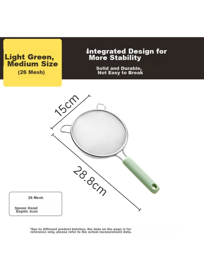 COOKER KING Chuidahuang Double-eared Strainer, Fine Mesh 304 Stainless Steel Filter Ladle, Soy Milk Strainer, Baby Food Sieve, Green Medium Size, 26 Mesh  - Image 2