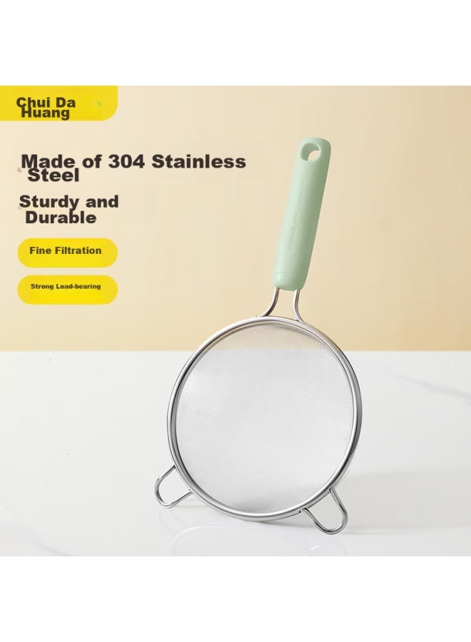 COOKER KING Chuidahuang Double-eared Strainer, Fine Mesh 304 Stainless Steel Filter Ladle, Soy Milk Strainer, Baby Food Sieve, Green Medium Size, 26 Mesh  - Image 1