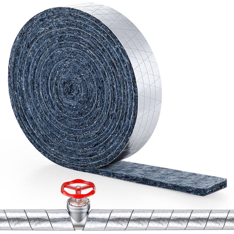 Saillong Pipe Wrap Insulation, 15 Ft Foil Backed & Natural Cotton Outdoor Water Pipe Insulation Wrap, Prevents Freezing & Condensation, Ideal for Hot & Cold Water Pipes, 2'' Wide x 1/2'' Thick - Image 1