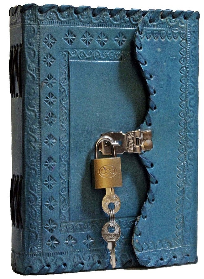 TUZECH Leather Journal for Men and Women Diary to Write Poems,Sketchbook Book of Shadows, Record Keeping Notebook Personal Memoir with Lock and Key Leather Bound - Unlined (Blue) - Image 2