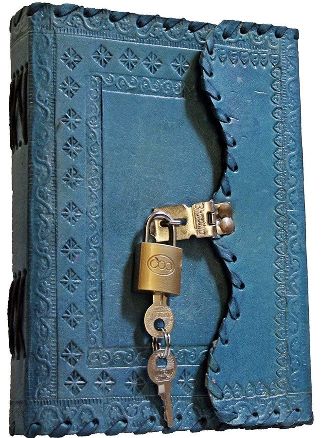 TUZECH Leather Journal for Men and Women Diary to Write Poems,Sketchbook Book of Shadows, Record Keeping Notebook Personal Memoir with Lock and Key Leather Bound - Unlined (Blue) - Image 4