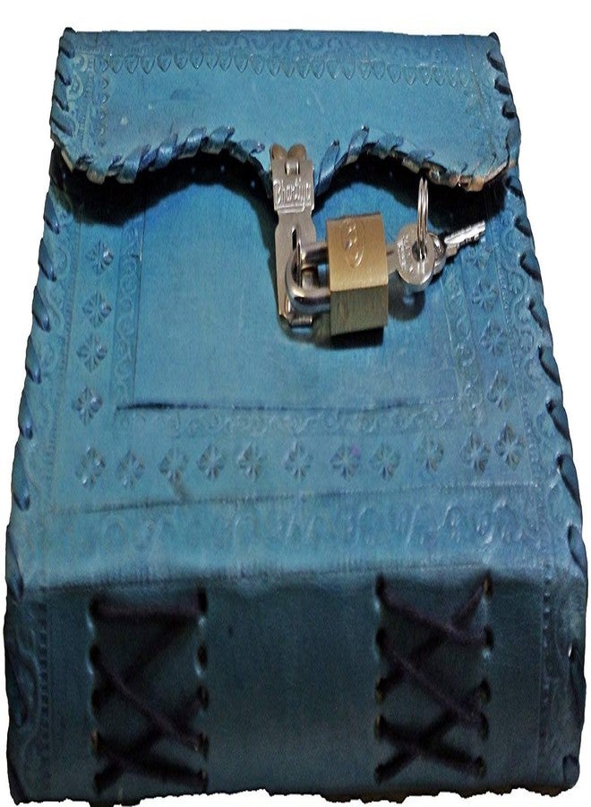 TUZECH Leather Journal for Men and Women Diary to Write Poems,Sketchbook Book of Shadows, Record Keeping Notebook Personal Memoir with Lock and Key Leather Bound - Unlined (Blue) - Image 3