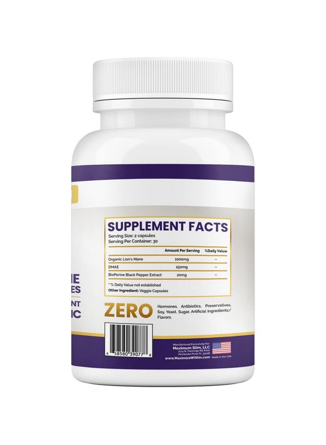 Maximum Slim Maximize Within Lion Mane & Dmae Supports Memory Mental Clarity And Focus 60Ct - Image 5