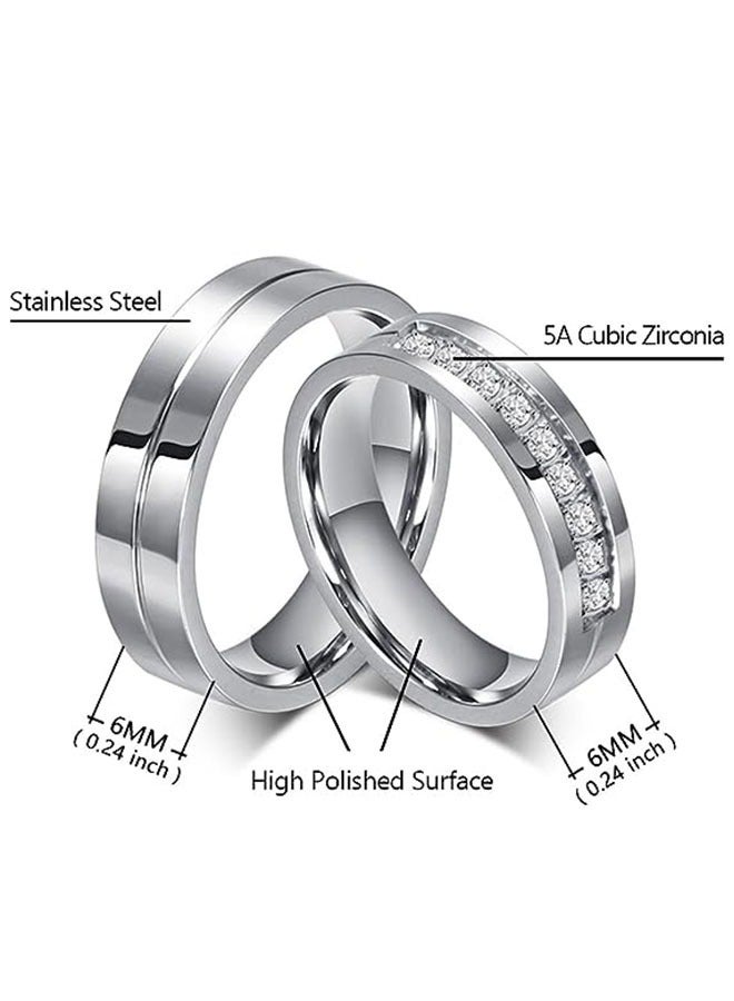 أوشن الفولاذ المقاوم للصدأ خاتم العشاق ، والطلاء بالكهرباء ، مزينة مكعب زركونيا الماس ، والأزياء الكلاسيكية ، ومناسبة لعشاق الهدايا - Image 2