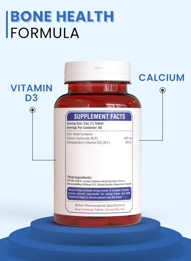 Nutrifactor Bonex-D Calcium & Vitamin D3 400 IU | Dietary Supplement for Bone Health, Immune Support, Strong Teeth, Healthy Muscle Function &  Mood Boost - 30 Tablets  - Image 4