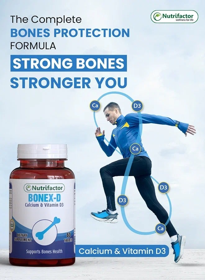 Nutrifactor Bonex-D Calcium & Vitamin D3 400 IU | Dietary Supplement for Bone Health, Immune Support, Strong Teeth, Healthy Muscle Function &  Mood Boost - 30 Tablets  - Image 5