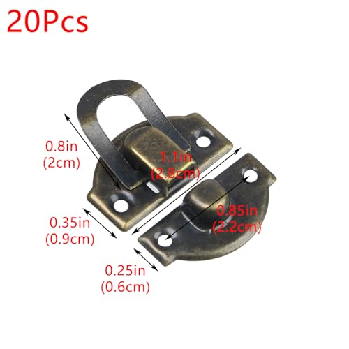 Geesatis 20 PCS Antique Bronze Hasp Latch, 1.1"x1" Jewelry Box Lock with Screws, Vintage Cabinet Clasp for Wood Box, Chest, Diary, Craft DIY - Image 2
