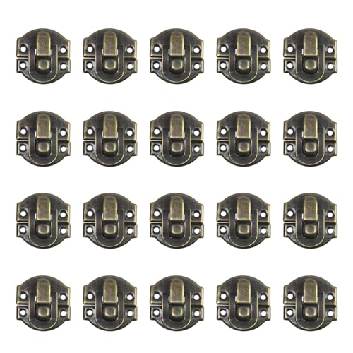 Geesatis 20 PCS Antique Bronze Hasp Latch, 1.1"x1" Jewelry Box Lock with Screws, Vintage Cabinet Clasp for Wood Box, Chest, Diary, Craft DIY - Image 1