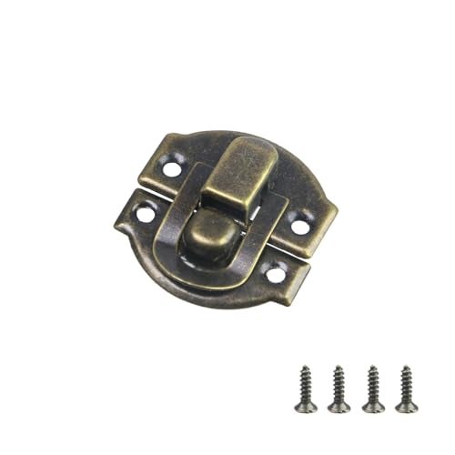 Geesatis 20 PCS Antique Bronze Hasp Latch, 1.1"x1" Jewelry Box Lock with Screws, Vintage Cabinet Clasp for Wood Box, Chest, Diary, Craft DIY - Image 3