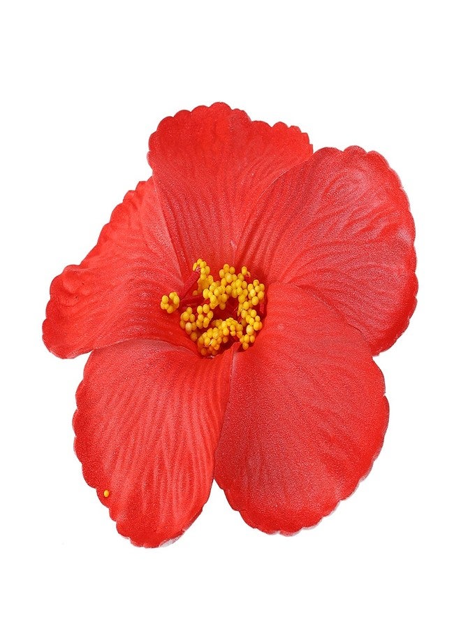 FRECI 3pcs Hawaiian Hibiscus Flowers Artificial Flowers for Hawaiian Luau Tabletop Decoration Party Favors Supplies - Red - Image 2