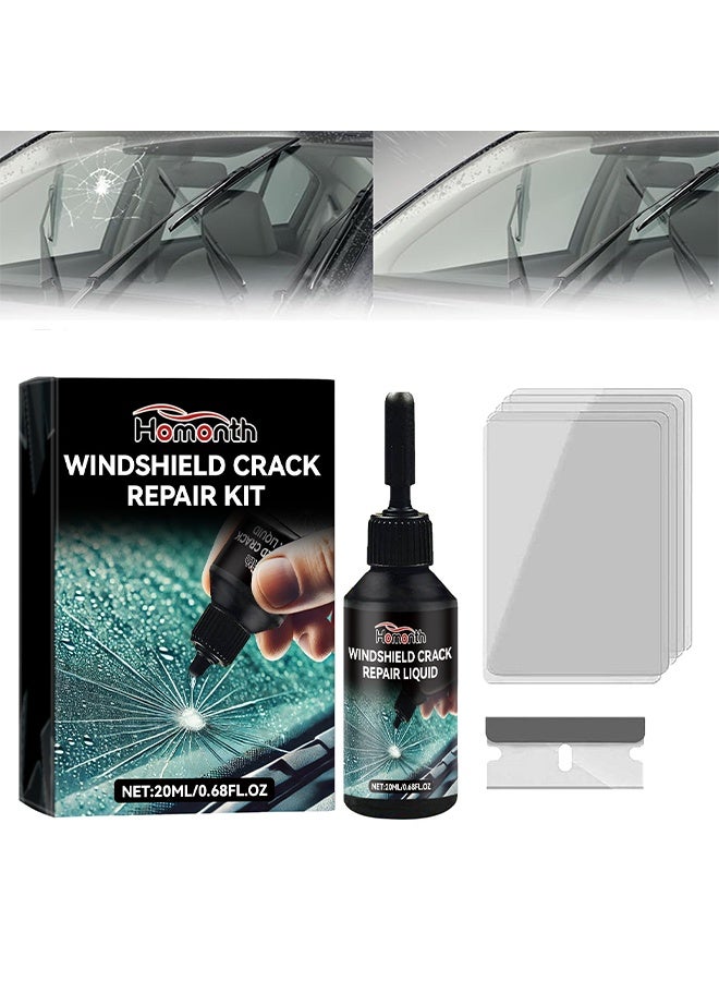 Homonth Windshield Crack Repair Kit, 2025 Upgrade Car Windshield Crack Repair Kit, Glass Repair Liquid For Cracks And Chips, Rock Chip Repair Kit For Fix Windows, Mirrors, Glasses, All Crack Types, Automotive Windscreen Tool For Fixing Chips,20ml - Image 1