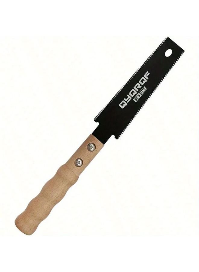 Black And Beige 6 Inch Japanese SK5 Steel Hand Saw 15 17 TPI Double Edged Flush Cut Woodworking Tool - Image 1