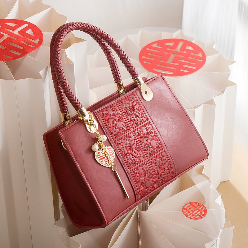 Chinese Style Embroidered Red Bag Bridal Wedding Bag Women'S Large Capacity Middle-Aged Mom Handbag Crossbody Mother-In-Law Gift - Image 2