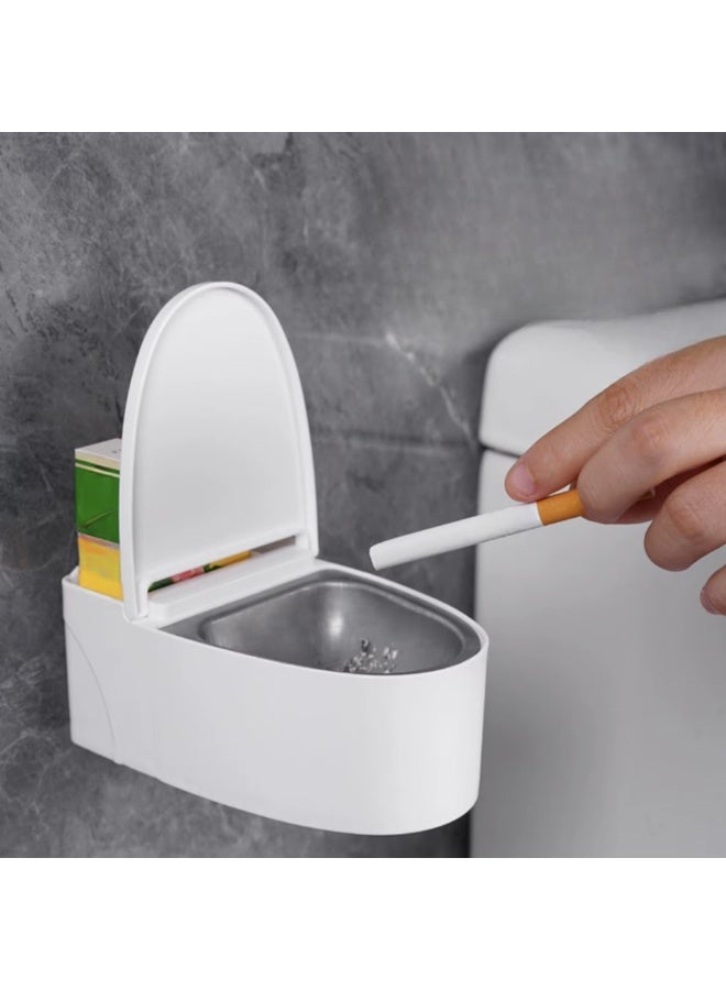 Toilet-Shaped Wall-Mounted Plastic Ashtray – Creative Bathroom Decor & Storage, Novelty Toilet Design for Cigarettes, Small Items, or Accessories – Fun Home or Office Accent - Image 1