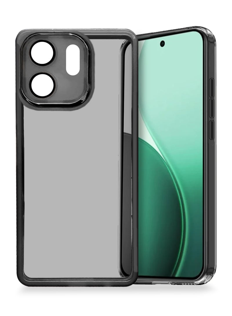 دبليو تيك غطاء خلفي أنيق مزود بحماية عدسة كاميرا من السيليكون الشفاف الناعم ultra Thin مصمم لهاتف Oppo Reno14 F 5G 2025 - أسود - Image 1