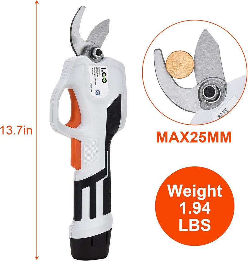 ligo Cordless Pruning Shears for Thick Stems | 7.2V Fast-Charging Battery Trims 0.98" Branches | Safety Lock & Non-Slip Handle | Rose/Bush/Shrub Trimmer, with Removable Battery - Image 2