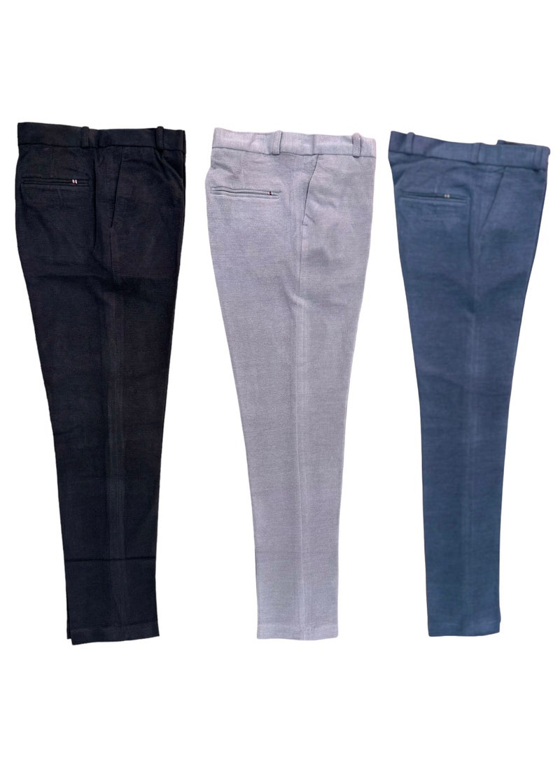 Bruder Men's Slim Fit Stretchable Formal 3-Piece Pant Combo  - Image 1