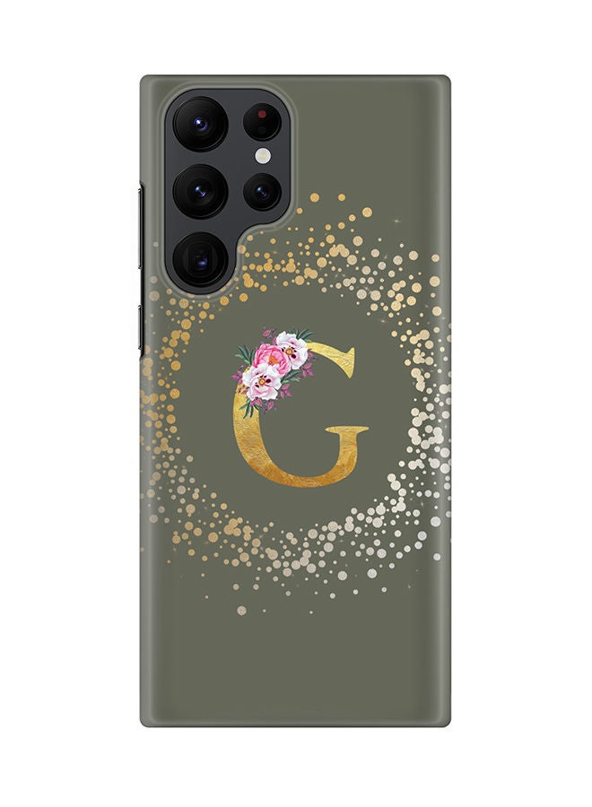 Stylizedd Monogram Slim Cover for Samsung Galaxy S22 Ultra 5G Case Custom Initials Letter Floral Pattern Snap Series Mobile Cover Matte Alphabet  - G (Olive Green) - Image 1