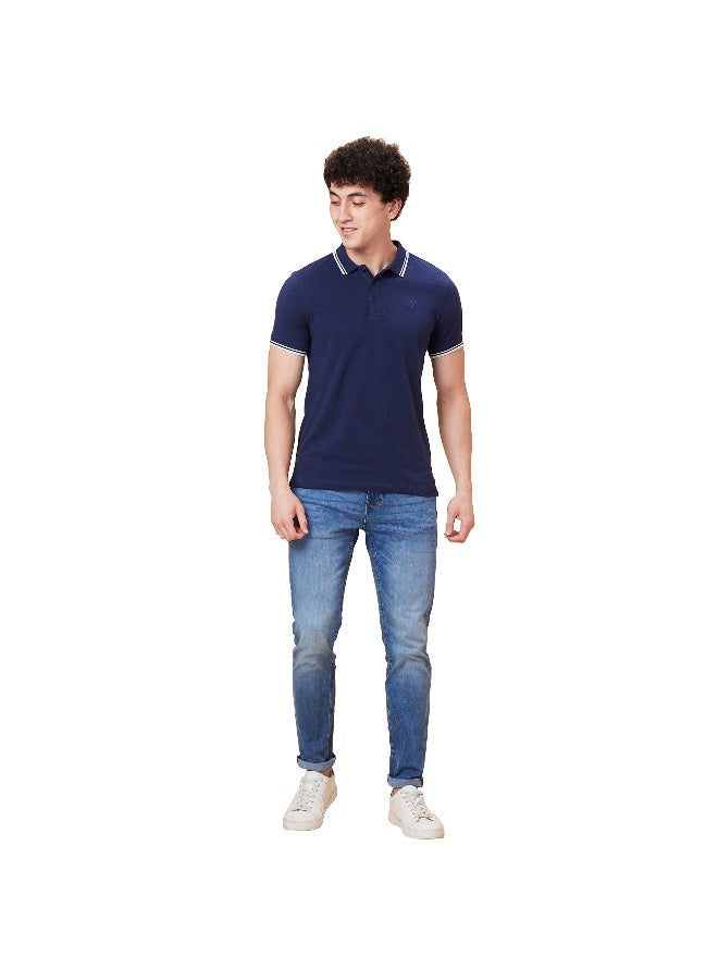 Being Human Mens Navy Polo Collar Short Sleeve Polo T-Shirt - Image 2