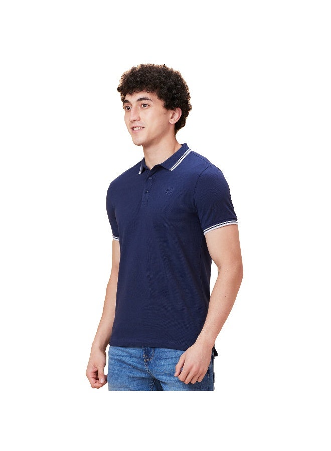 Being Human Mens Navy Polo Collar Short Sleeve Polo T-Shirt - Image 4